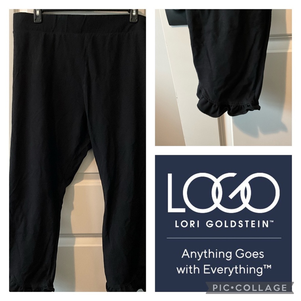 LOGO Loose Fit Leggings with Ruffle Leg Bottom Plus 3X Excellent Pre Owned